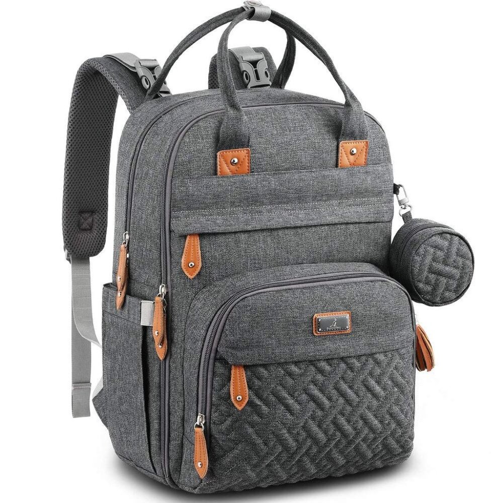 BabbleRoo Diaper Bag Backpack - Multi function Waterproof Diaper Bag